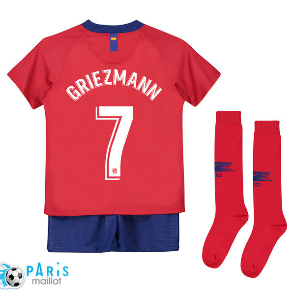 Maillotparis nouveau maillot du foot Atletico Madrid Enfant Domicile 7 Griezmann 2018/19