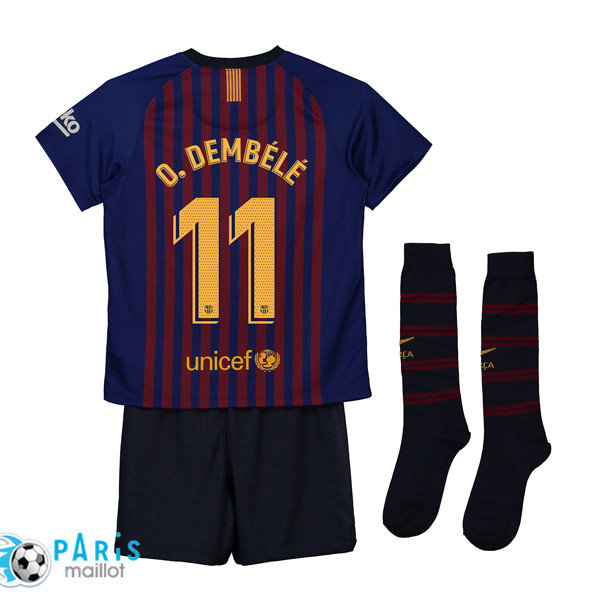 Maillotparis nouveaux maillot de foot Barcelone Enfant Domicile 11 O.Dembélé 2018/19