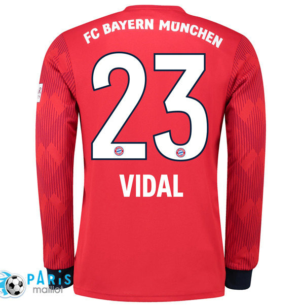 Maillotparis nouveaux maillot du foot Bayern Munich Domicile 23 Vidal Manches Longues 2018/19