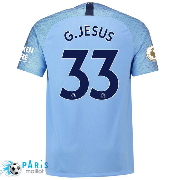 Maillotparis les nouveaux maillot foot Manchester City Domicile 33 G.Jesus 2018/19