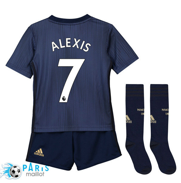 Maillotparis nouveaux maillot du foot Manchester United Enfant Third 7 Alexis 2018/19