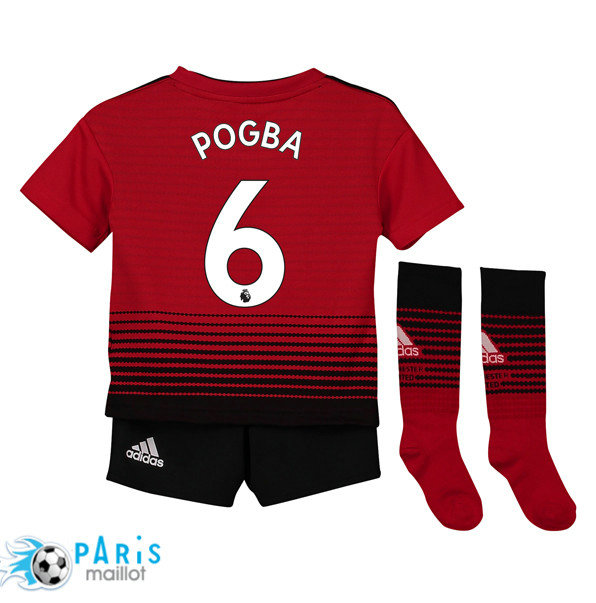 Maillotparis nouveaux maillot de foot Manchester United Enfant Domicile 6 Pogba 2018/19