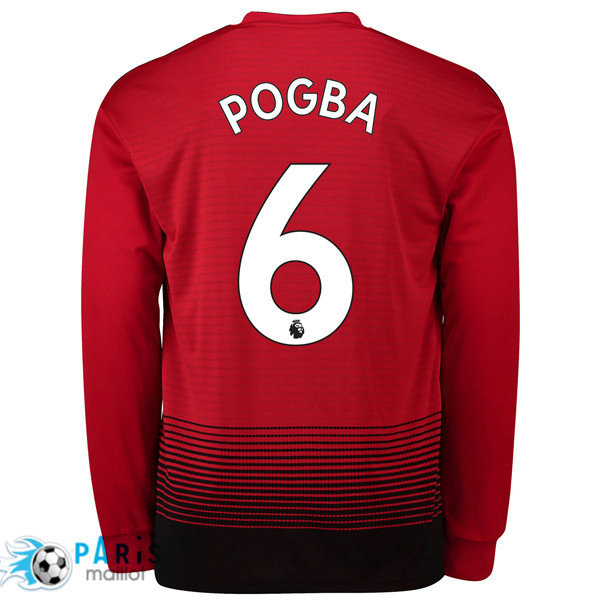 Maillotparis nouveau maillot du foot Manchester United Domicile 6 Pogba Manches Longues 2018/19
