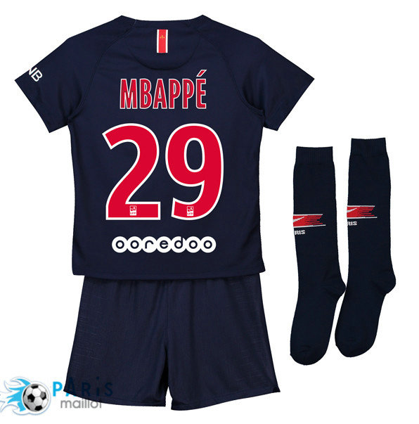 Maillotparis les nouveaux maillot de foot PSG Enfant Domicile 29 Mbappé 2018/19