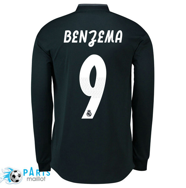 Maillotparis nouveaux maillot du foot Real Madrid 9 Benzema Exterieur Manches Longues 2018/19