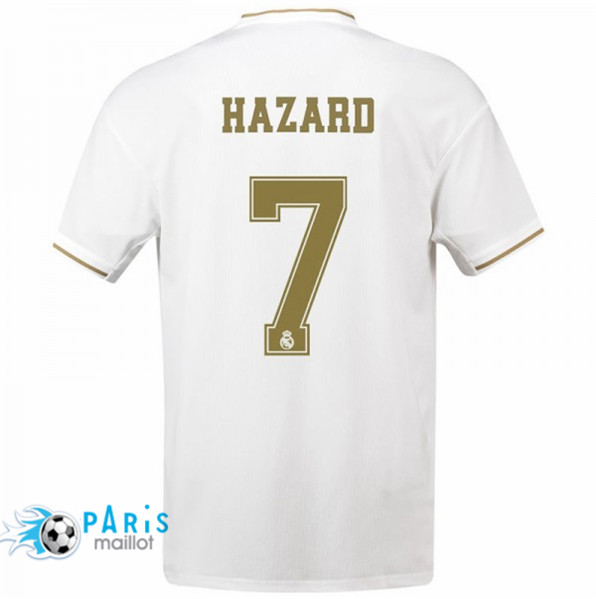 Maillotparis Nouveaux Maillot du foot Real Madrid Domicile Blanc Hazard 7 2019/20