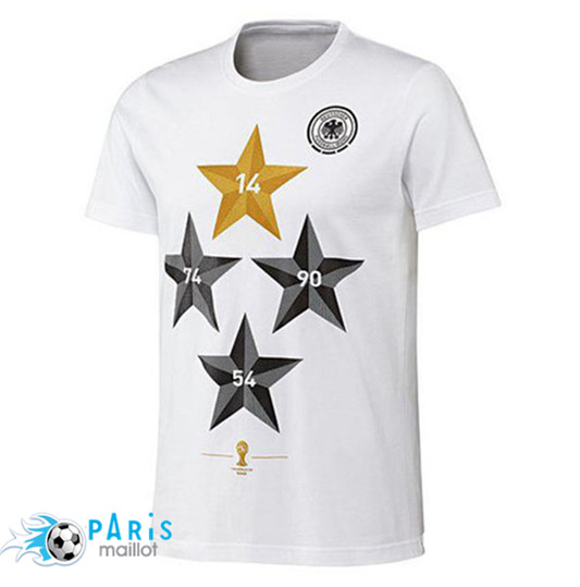 T-Shirt Commémorative Allemagne Coupe Du Monde 2018 Blanc (Quatre étoiles)