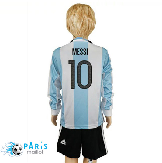 Maillot Argentine Enfant Messi Domicile 2016 Manche Longue