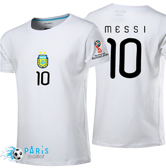 T-Shirt Argentine Messi Coupe Du Monde 2018 Blanc