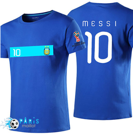 T-Shirt Argentine Messi Coupe Du Monde 2018 Bleu (bande céleste sur la poitrine)
