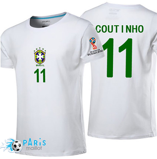 T-Shirt Brésil Coutinho Coupe Du Monde 2018 Blanc