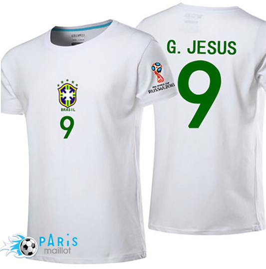 T-Shirt Brésil G. Jesus Coupe Du Monde 2018 Blanc