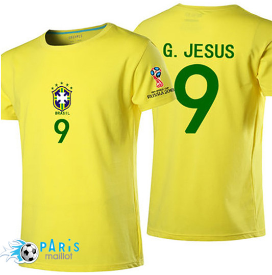 T-Shirt Brésil G. Jesus Coupe Du Monde 2018 Jaune