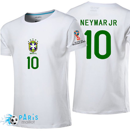 T-Shirt Brésil Neymar JR Coupe Du Monde 2018 Blanc
