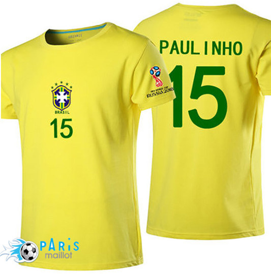 T-Shirt Brésil Paulinho Coupe Du Monde 2018 Jaune