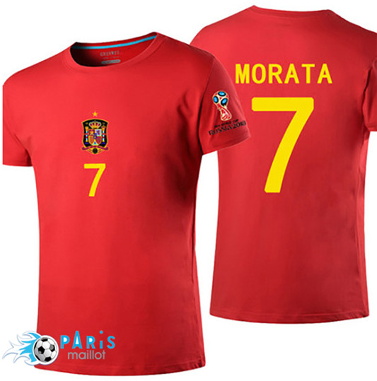 T-Shirt Espagne Morata Coupe Du Monde 2018 Rouge