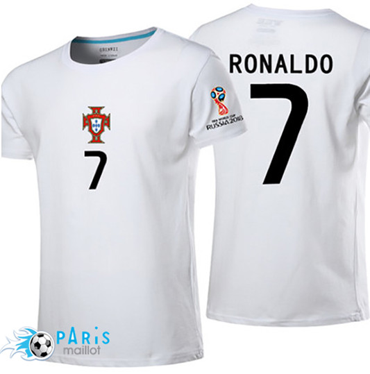 T-Shirt Portugal Ronaldo Coupe Du Monde 2018 Blanc