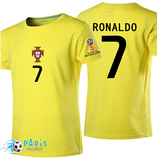 T-Shirt Portugal Ronaldo Coupe Du Monde 2018 Jaune