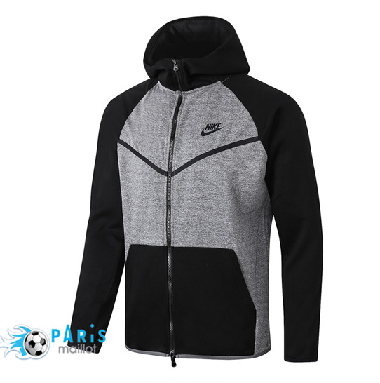 Maillotparis Nouveau Maillot de Foot Veste Nike Gris/Noir manche Tech Fleece 2020/21 Thailande