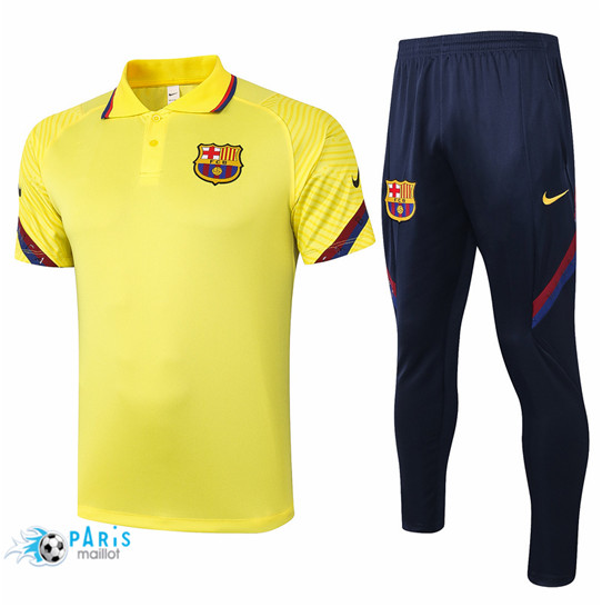 Maillotparis maillot de foot Training POLO Barcelone + Pantalon Jaune 2020/21