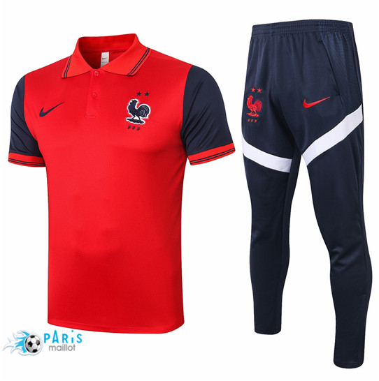 Maillotparis Maillot foot Training POLO France + Pantalon Rouge 2020/21