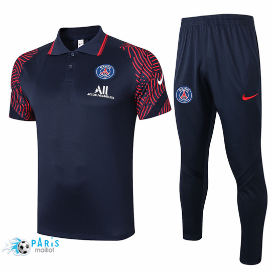Maillotparis Maillot foot Training POLO PSG + Pantalon Bleu Marine/Rouge 2020/21