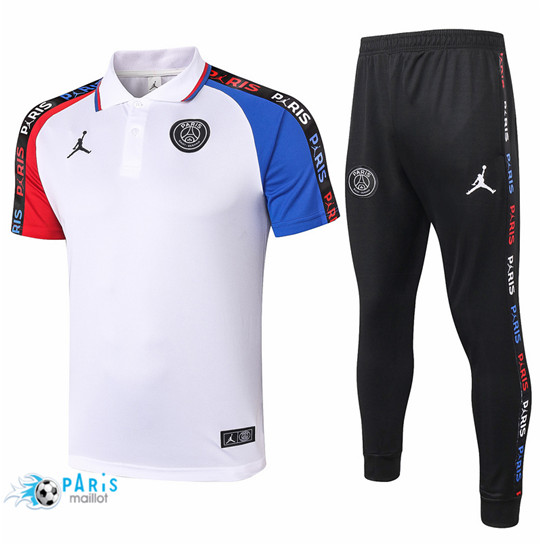 Maillotparis nouveaux Maillot Training POLO PSG Jordan + Pantalon Blanc/Rouge/Bleu 2020/21