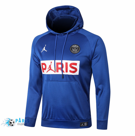 Maillotparis Veste Foot Sweatshirt à capuche PSG Jordan Bleu / Blanc 2020/21