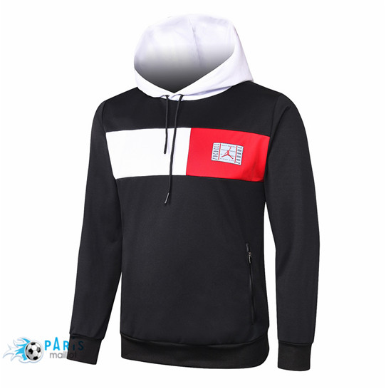 Maillotparis Nouveau Veste de Foot Sweatshirt à capuche PSG Jordan Noir/Blanc/Rouge 2020/21