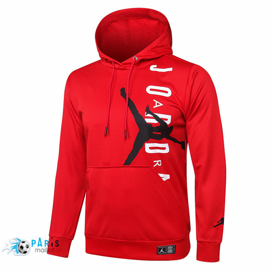 Maillotparis Nouveau Veste Sweatshirt à capuche PSG Jordan Rouge / Noir 2020/21