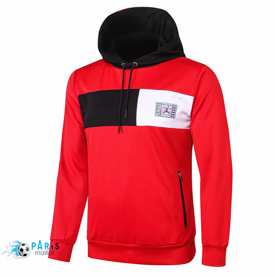 Maillotparis Nouveau Veste Sweatshirt à capuche PSG Jordan Rouge/Blanc/Noir 2020/21