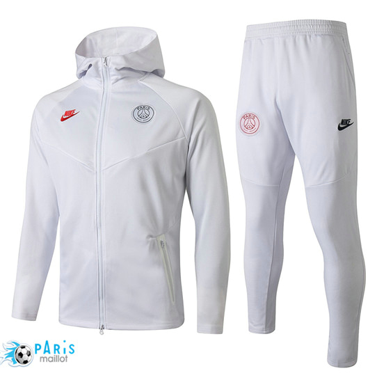 Maillotparis Nouveau à Capuche Survetement Paris Saint Germain Blanc 2019/20