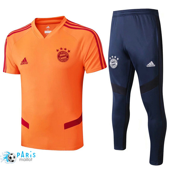 Maillotparis Nouveau Col V Training Bayern Munich + Pantalon Orange/Bleu Marine 2019/20