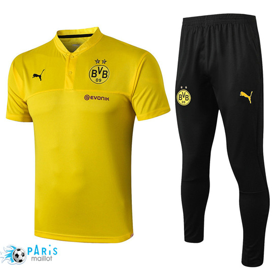 Maillotparis Nouveau Col V Training POLO Borussia Dortmund + Pantalon Jaune/Noir 2019/20