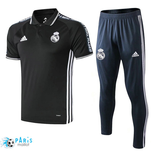 Maillotparis Nouveau Training POLO Real Madrid + Pantalon Noir 2019/20