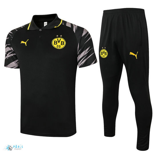Maillotparis Nouveau Maillot Training Borussia Dortmund POLO + Pantalon Noir 2020/21