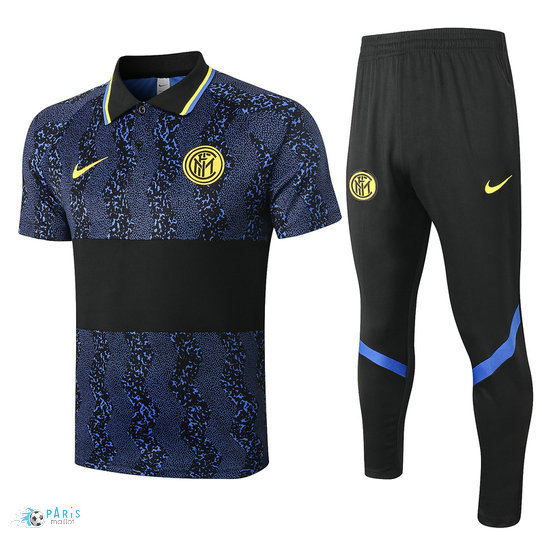 Maillotparis Nouveau Maillot Training Inter Milan Polo + Pantalon Bleu/Noir 2020/21
