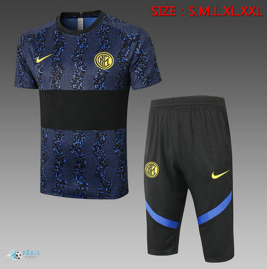 Maillotparis Nouveau Maillot Training Inter Milan + Pantalon 3/4 Bleu/Noir 2020/21