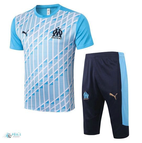 Maillotparis Nouveau Maillot Training Marseille + Pantalon 3/4 Bleu clair 2020/21