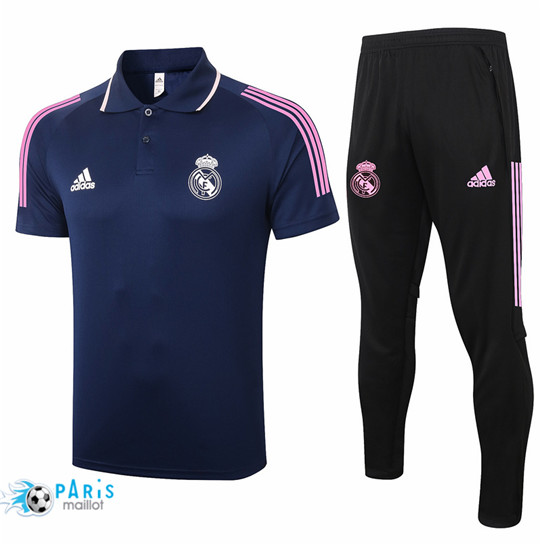 Nouveau Maillotparis Maillot Foot Training POLO Real Madrid + Pantalon Bleu Marine 2020/21