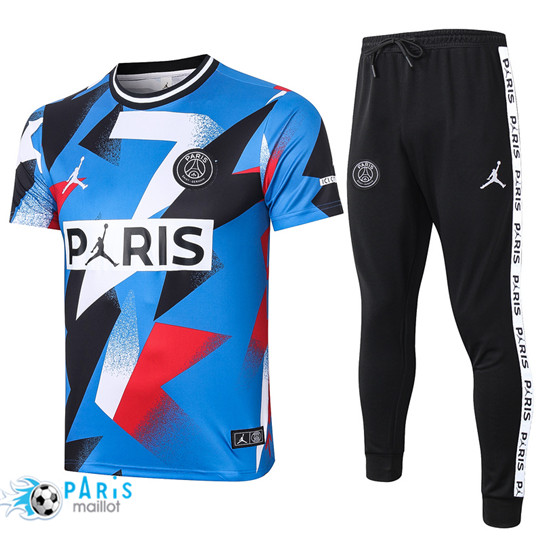 Maillotparis Nouveau Maillot Training PSG Jordan + Pantalon Bleu Col Rond 2020/21
