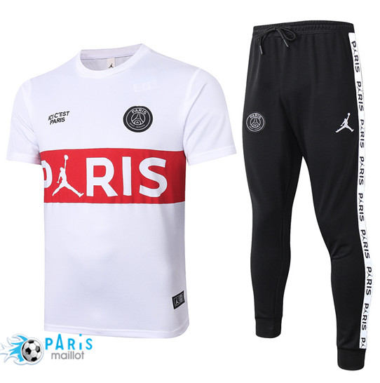 Maillotparis Nouveau Maillot Training PSG Jordan + Pantalon Blanc (Rouge Pris) 2020/21