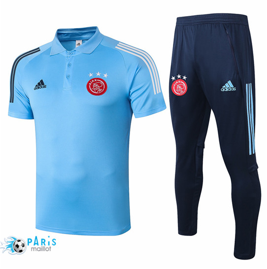 Maillotparis Nouveau Maillot Training Polo AFC Ajax + Pantalon Bleu Clair 2020/21