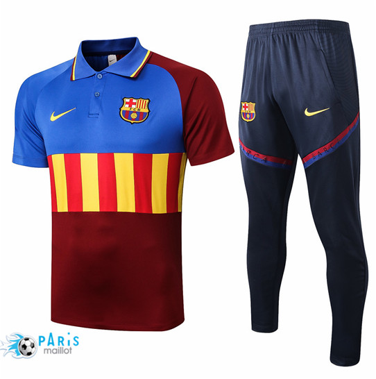 Maillotparis Nouveau Maillot Training Polo Barcelone + Pantalon Bleu/Rouge/Jaune 2020/21