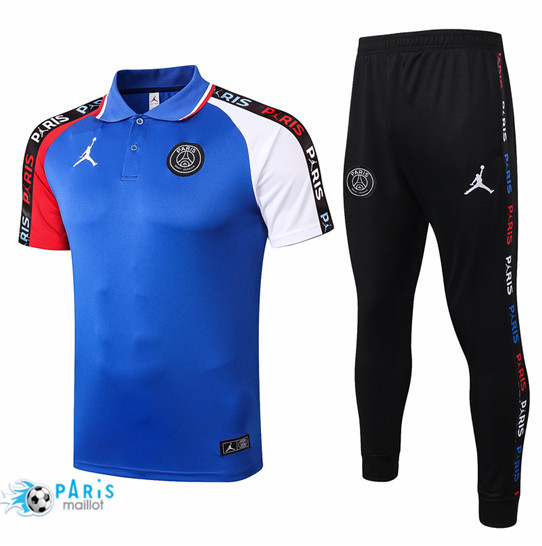 Maillotparis Nouveau Maillot Training Polo Jordan + Pantalon Bleu/Rouge/Blanc 2020/21