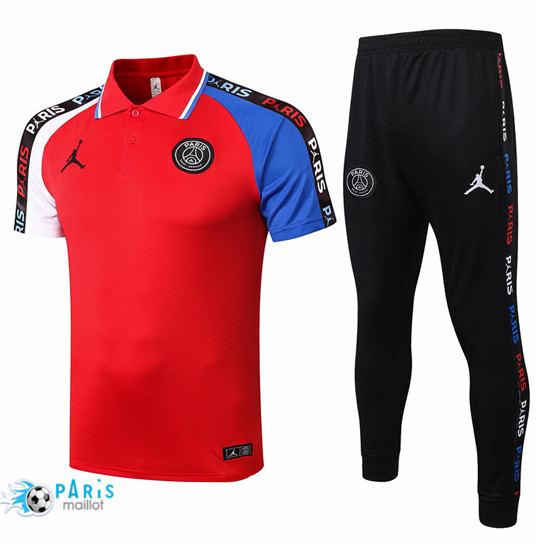 Maillotparis Nouveau Maillot Training Polo Jordan + Pantalon Rouge/Blanc/Bleu 2020/21