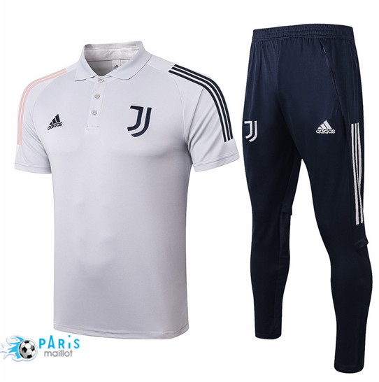 Maillotparis Nouveau Maillot Training Polo Juventus + Pantalon Gris Clair 2020/21
