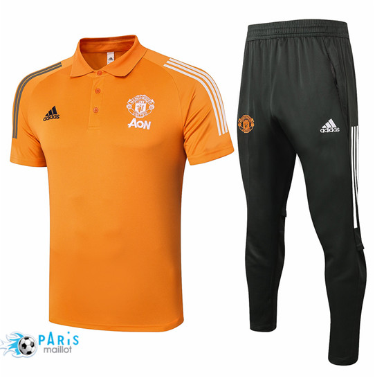Maillotparis Nouveau Maillot Training Polo Manchester United + Pantalon Orange 2020/21