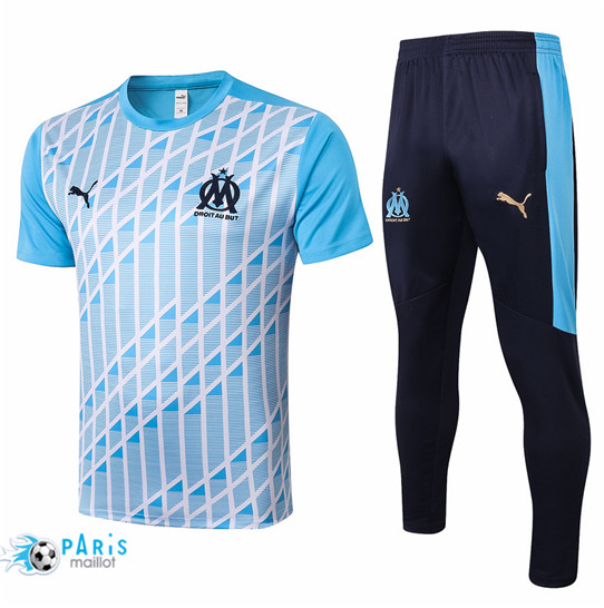Maillotparis Nouveau Maillot Training Marseille + Pantalon Bleu Clair 2020/21
