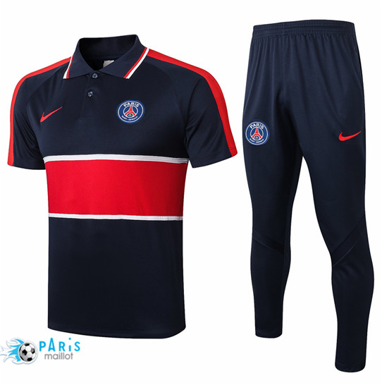 Maillotparis Nouveau Maillot Training Polo PSG + Pantalon Bleu Marine/Rouge 2020/21